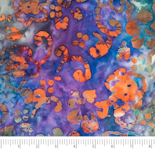 SINGER Batik & Purple Flower Cotton Fabric